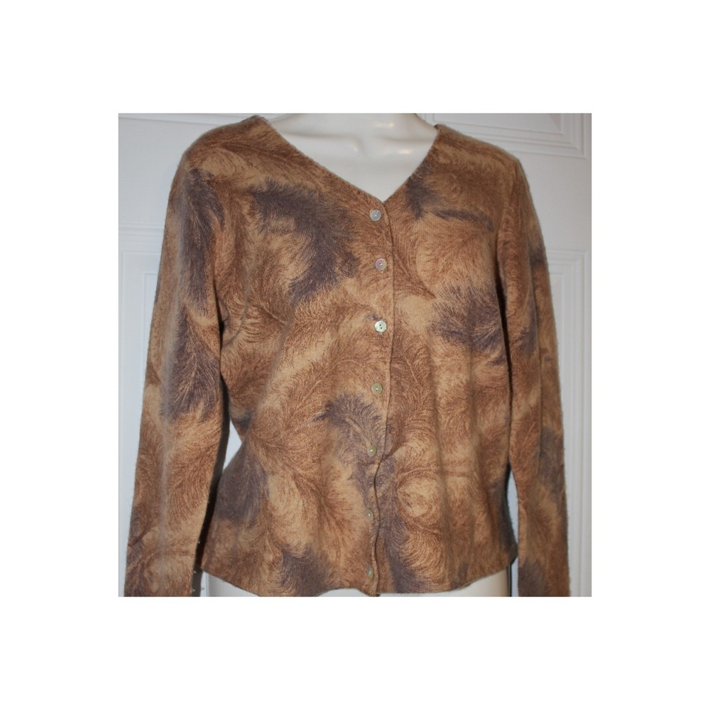 Deane & White Y2K Abstract Swirl Angora Lambswool Button Front Top SZ Medium - Picture 9 of 9